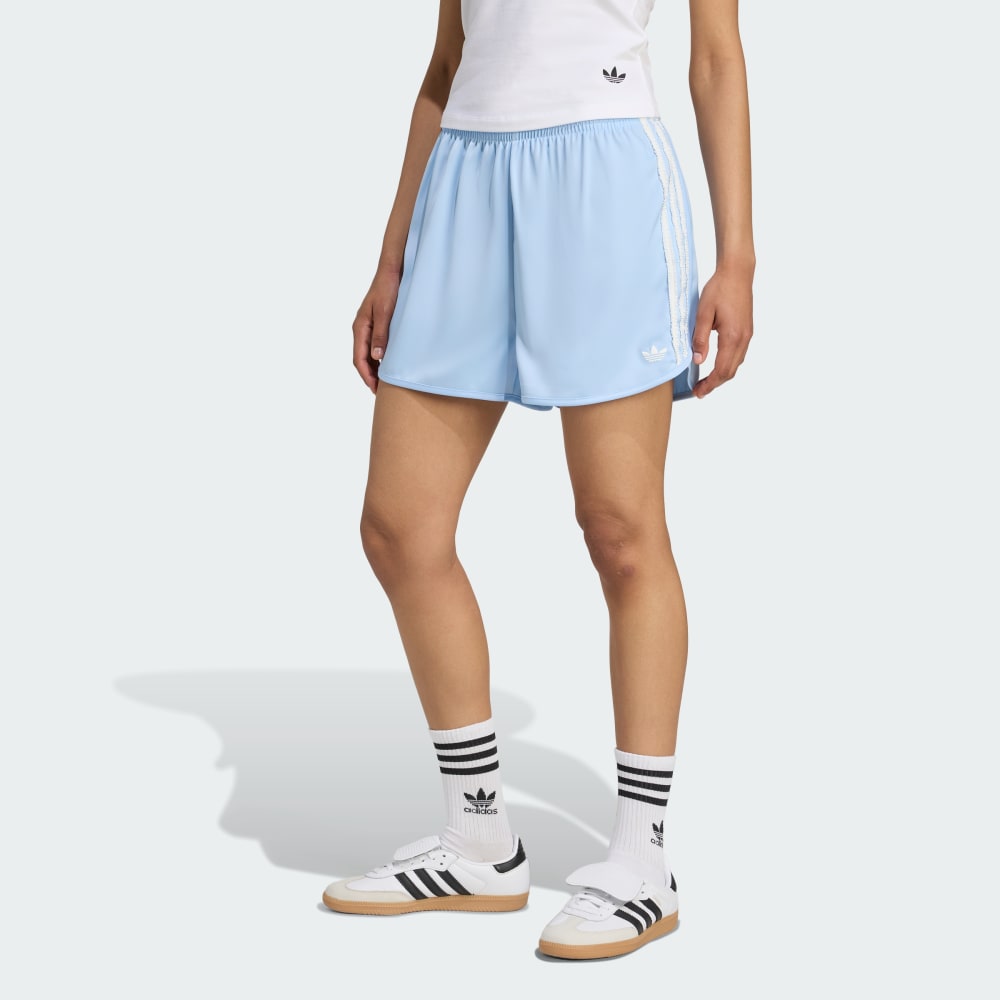 

Шорты Adidas Originals Satin Shorts Ruffle 3-Stripes, цвет Clear Sky