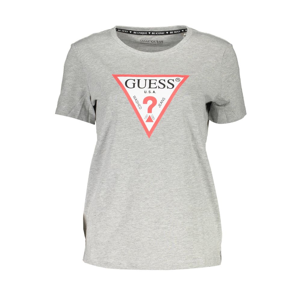 

Коричневая хлопковая женская футболка Guess Shoes