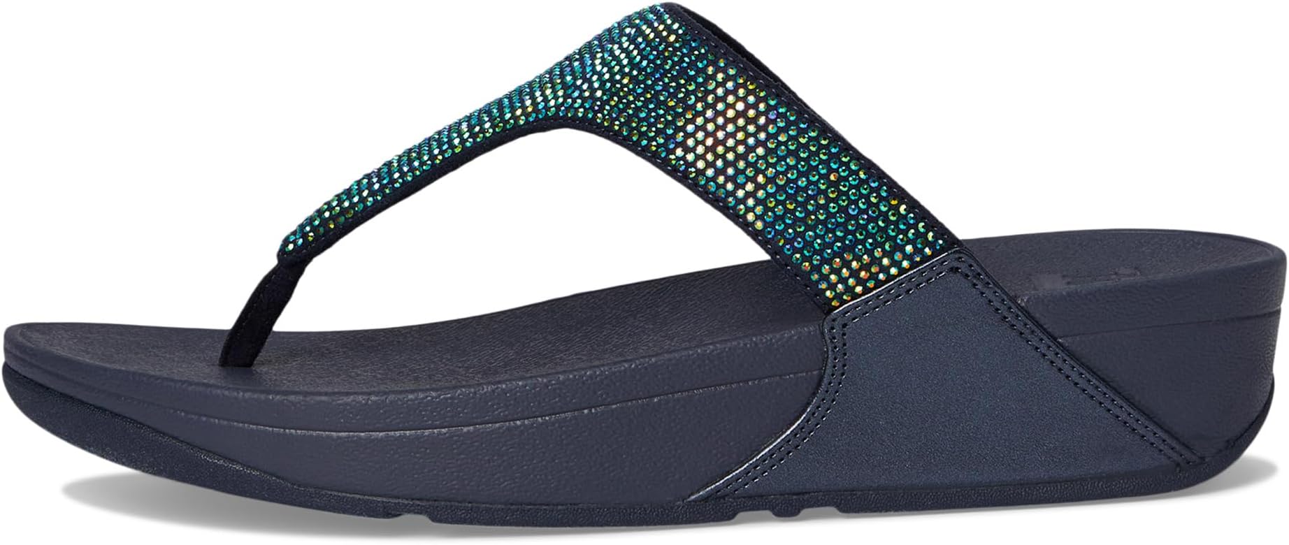 Сандалии FitFlop Lulu Crystal Embellished Toe-Post Sandals, цвет Iridescent Navy — фото 4