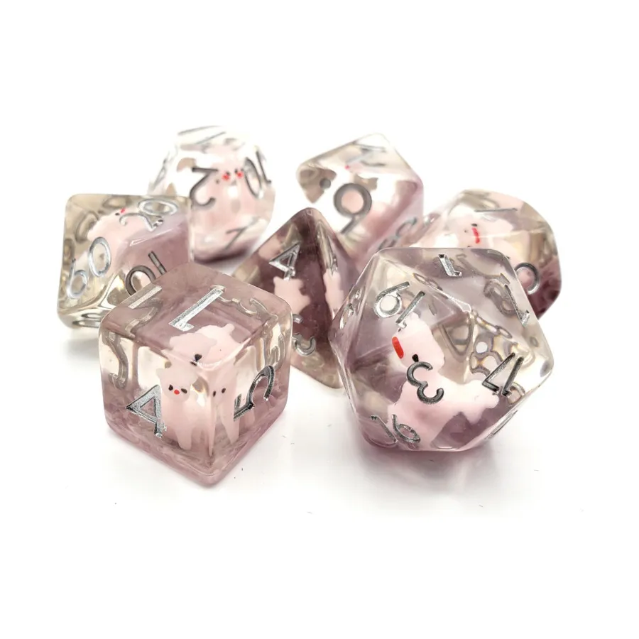 

Поликомплект Розовая Альпака с Серебристым (7), Acrylic-Resin Dice - Animal Kingdom