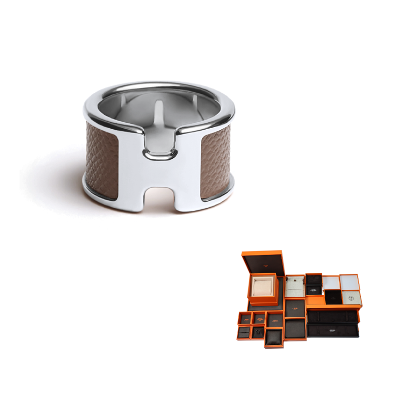 

HERMES Кольцо из телячьей кожи для женщин темно-коричневого цвета