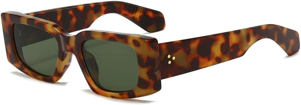 

Модные женские солнцезащитные очки в винтажном стиле с заклепками, мужские желто-синие очки с защитой от УФ-излучения UV400, трендовые панк-солнцезащитные очки UUPTTPL, Leopard Dark Green