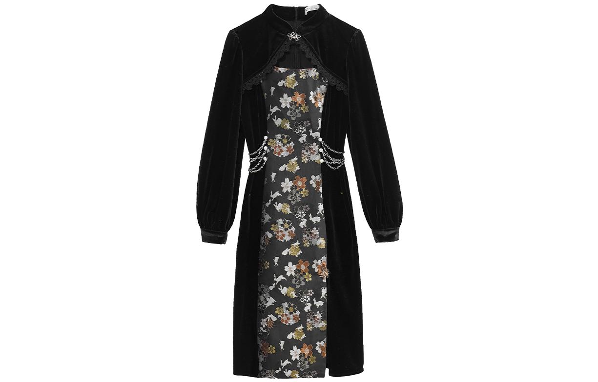 

Длинное платье с рукавами Женское Черное JK&JS