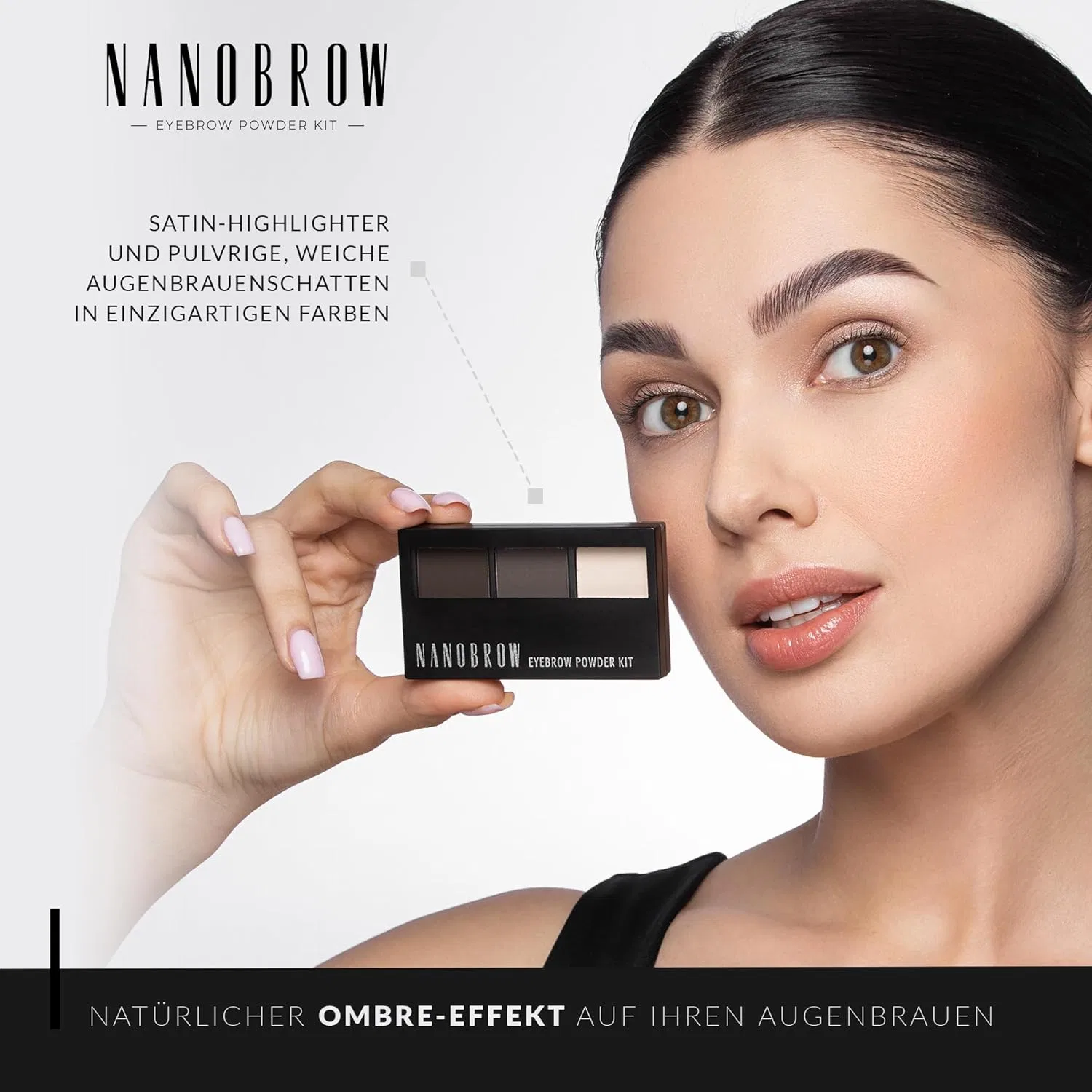 Набор для макияжа бровей Nanobrow Eyebrow Powder (темный) Nanobrow, Dark — фото 4