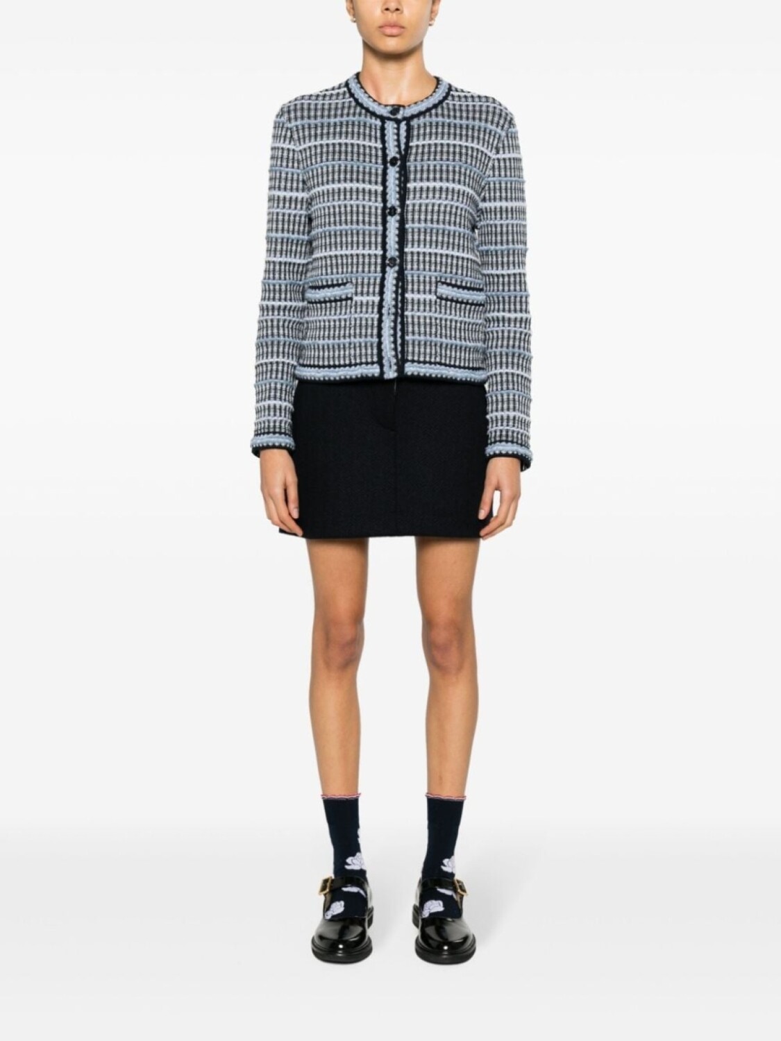 

Thom Browne твидовый кардиган с круглым вырезом, синий