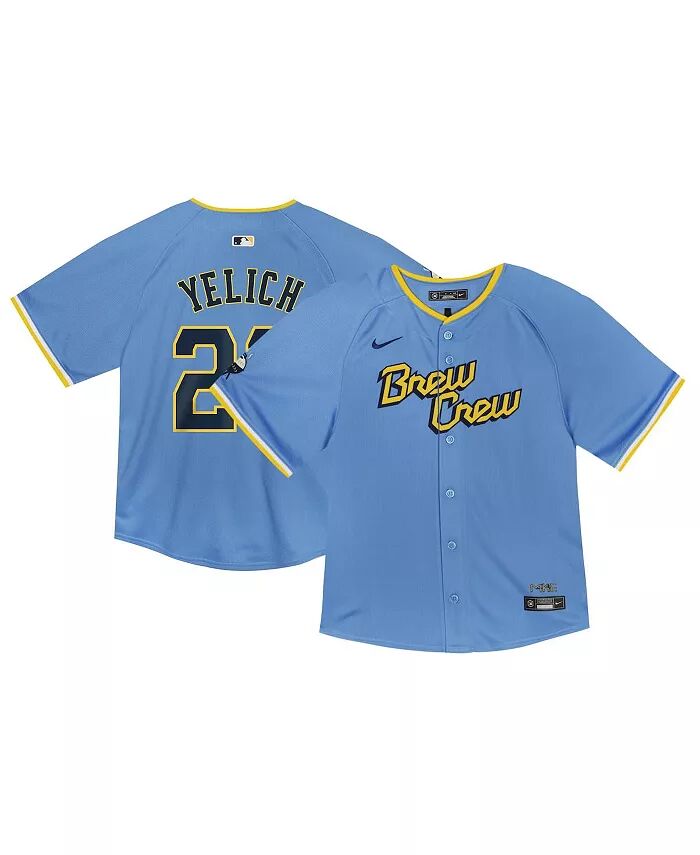 

Кристиан Йелич, малыш, голубая майка игрока Milwaukee Brewers City Connect Limited Nike