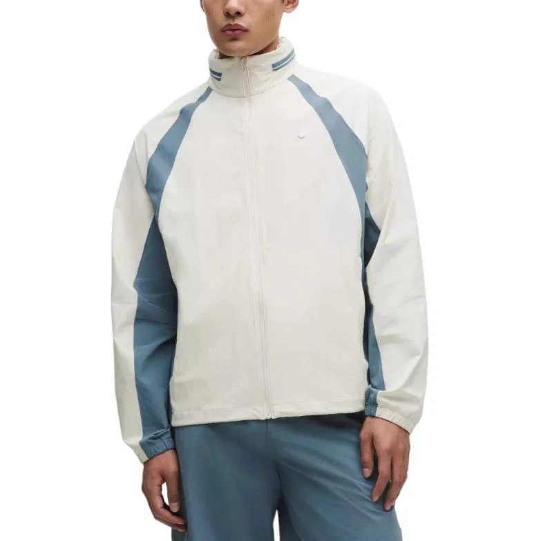 Гольф одежда мужская с воротником-стойкой Lululemon Light Ivory White/Steel Blue