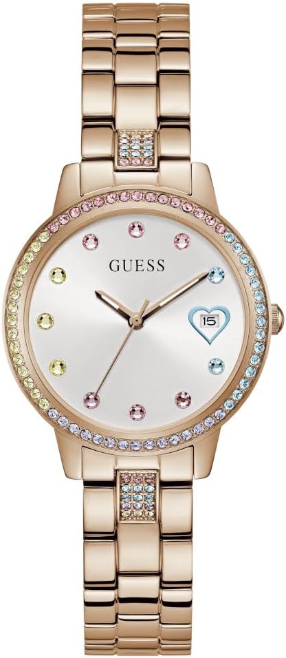 

Женские часы Guess 34 мм, Rose Gold Tone/Rose Gold Tone/White