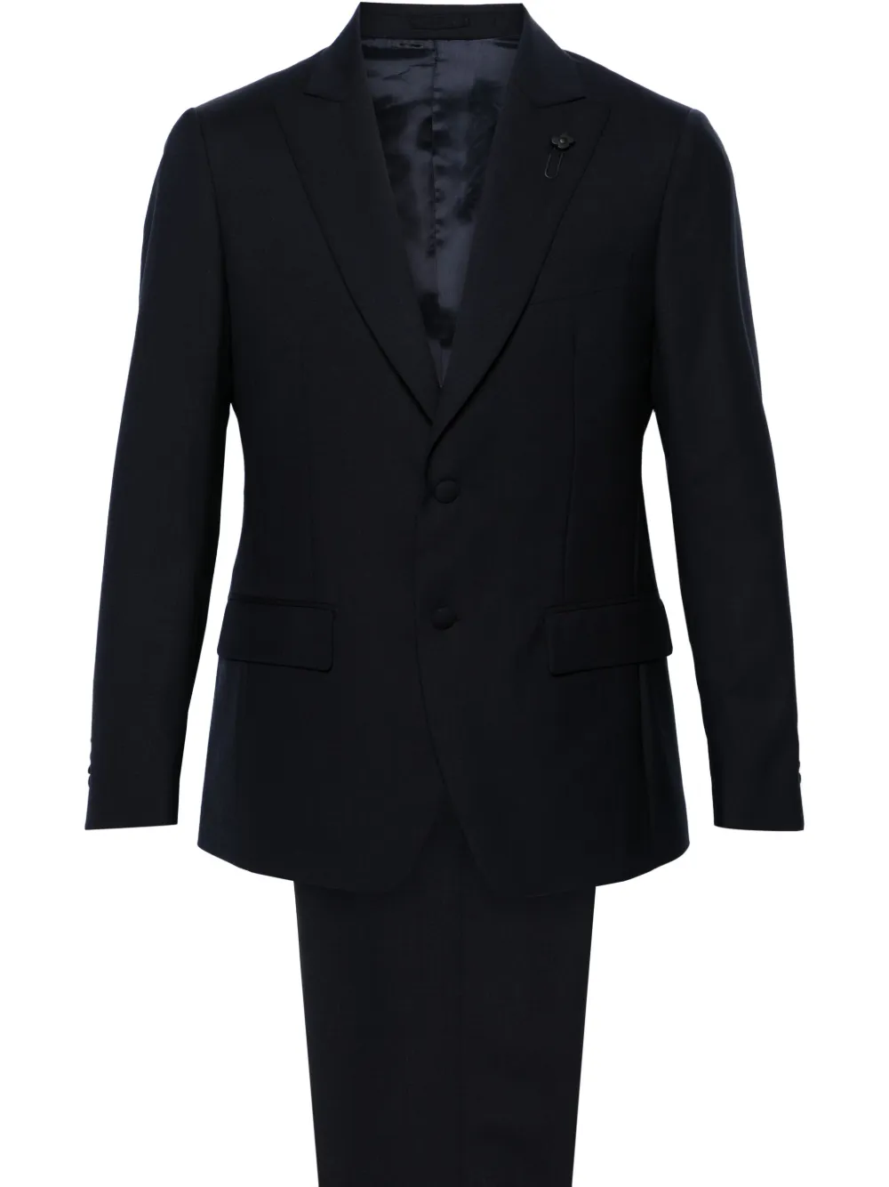 

Шерстяной костюм с однобортным пиджаком Lardini, синий