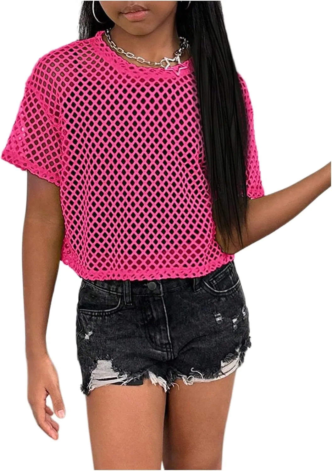 Спортивная футболка для девочек SweatyRocks, Hot Pink