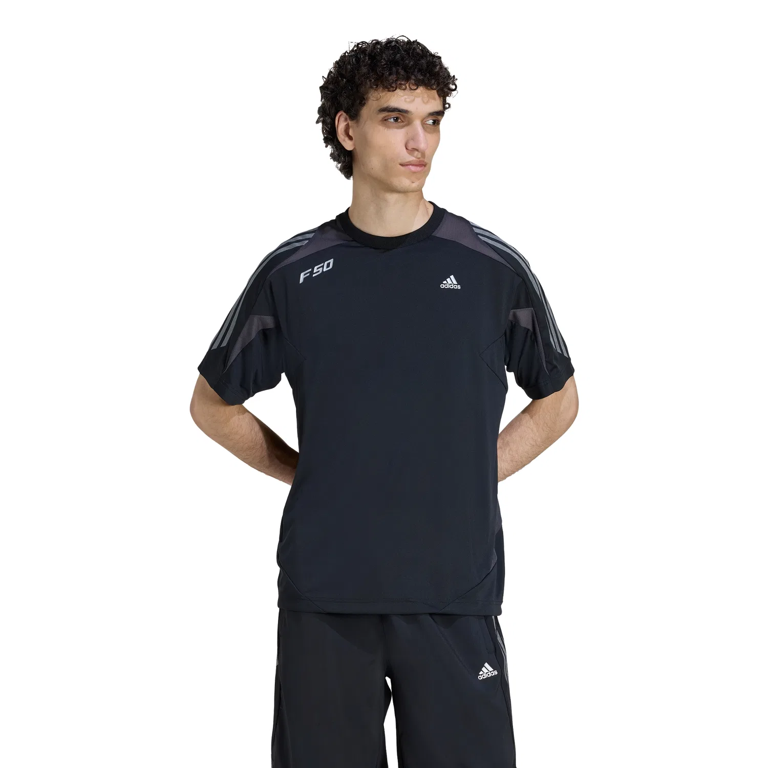 Мужская футболка F50 с коротким рукавом, чёрная, от Adidas — фото 4