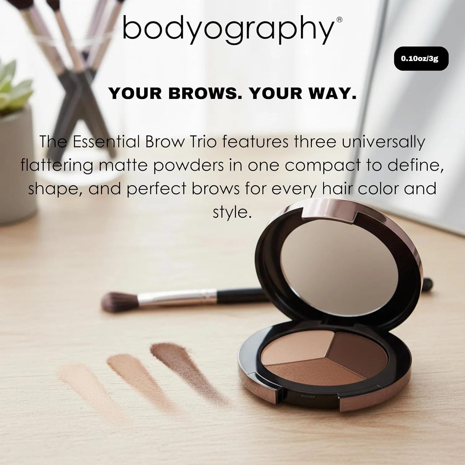 Набор для бровей Bodyography Brow Trio Essential, коричневый — фото 2
