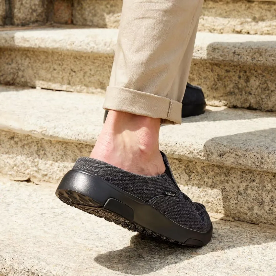 Мужские ортопедические слипоны OrthoComfoot с поддержкой свода стопы: повседневные тапочки при плантарном фасциите для плоскостопия, удобная ортопедическая обувь для облегчения болей в стопе и пятке, черный — фото 4