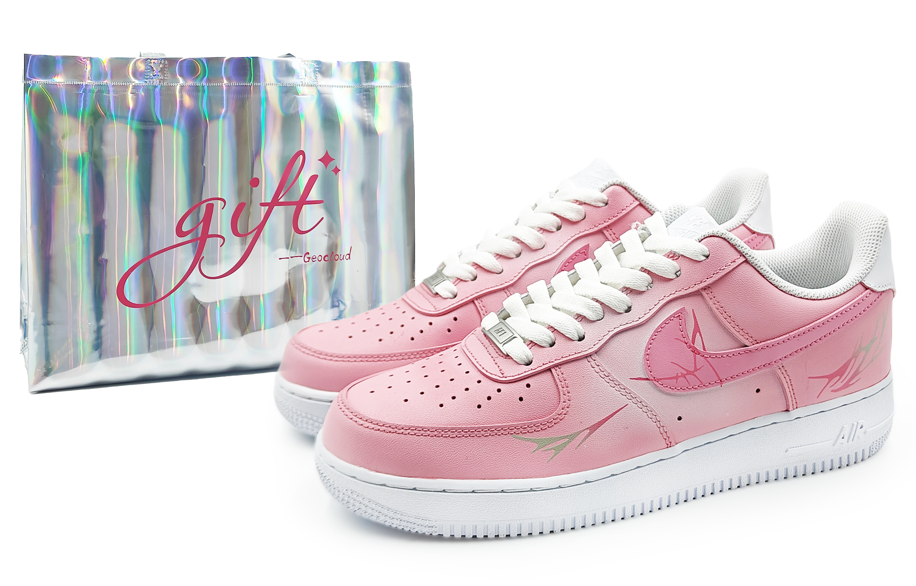 

Nike Кроссовки Air Force 1 для скейтбординга, износостойкие, низкие, мужские, розовые, белые