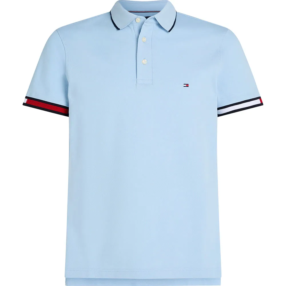 

Поло с коротким рукавом Tommy Hilfiger Flag Cuff Slim Fit, синий