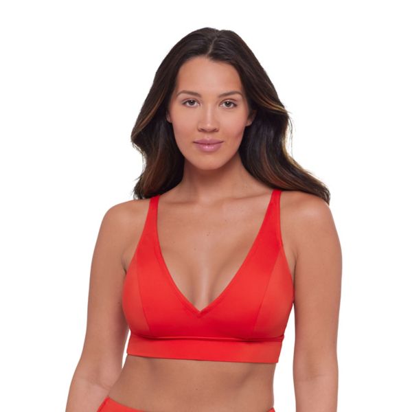 

Женский поддерживающий V-образный бюстье-топ с резинкой S3 Swim, цвет scarlet
