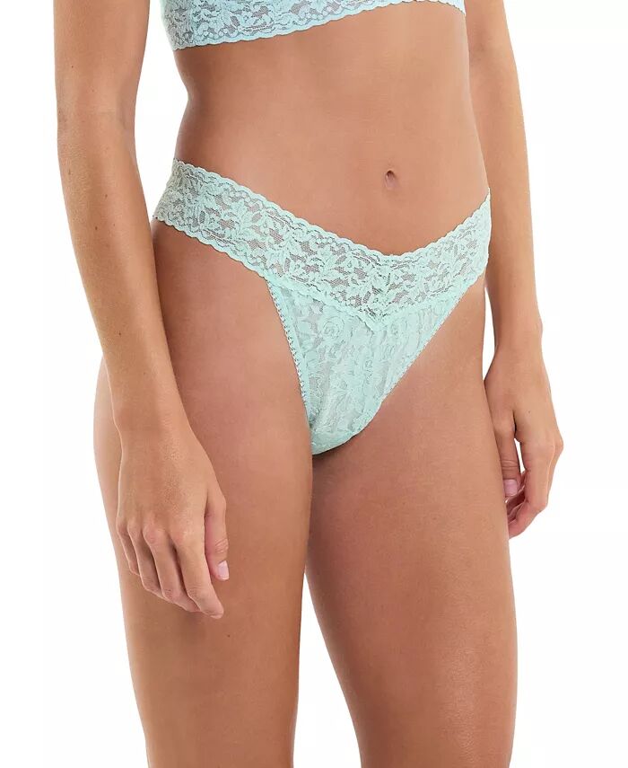 

Женские фирменные кружевные стринги с оригинальной посадкой Hanky Panky, зеленый