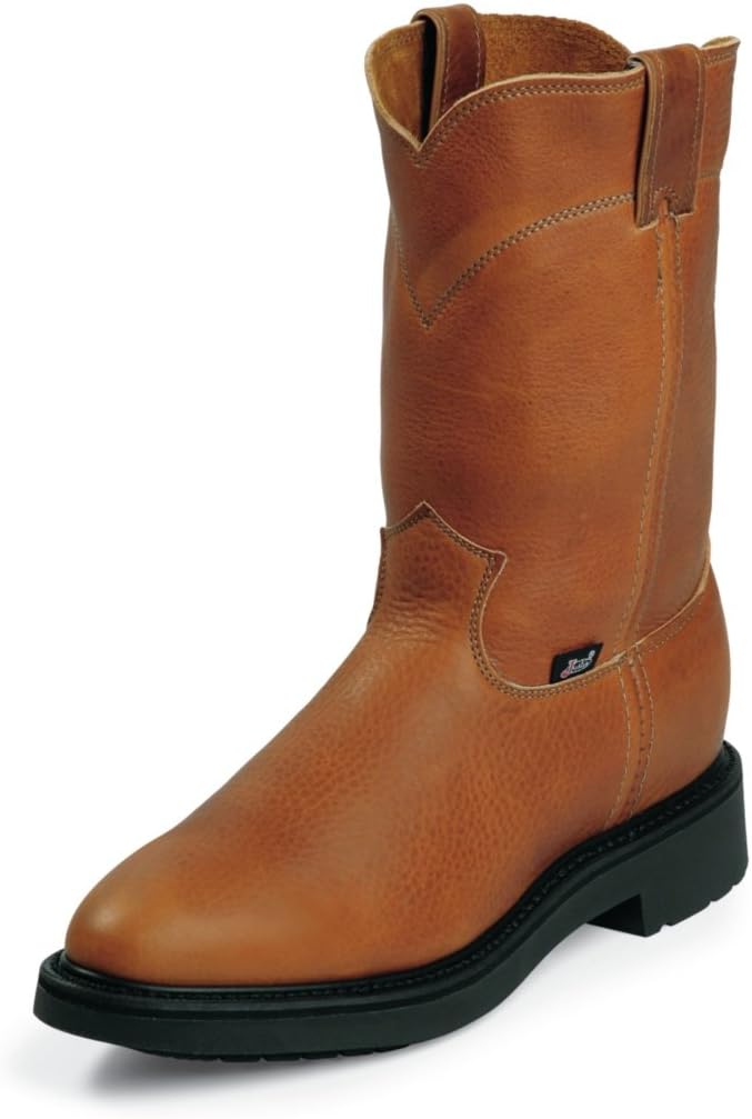 

Ботинки для мужчин Justin Conductor 10 - с круглым носком, верх из премиальной цельнозерновой кожи, подошва с противоскользящим рисунком, сертифицировано по стандарту EH, коричневый