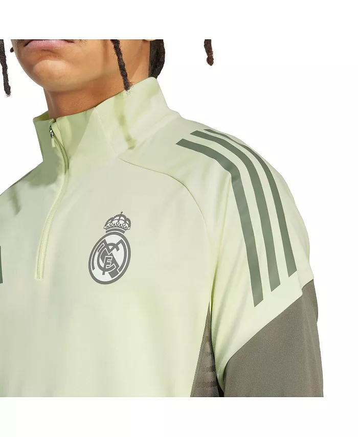 Мужская зеленая тренировочная толстовка с капюшоном Real Madrid 2025/26 AEROREADY с застежкой-молнией на четверть реглан adidas — фото 2