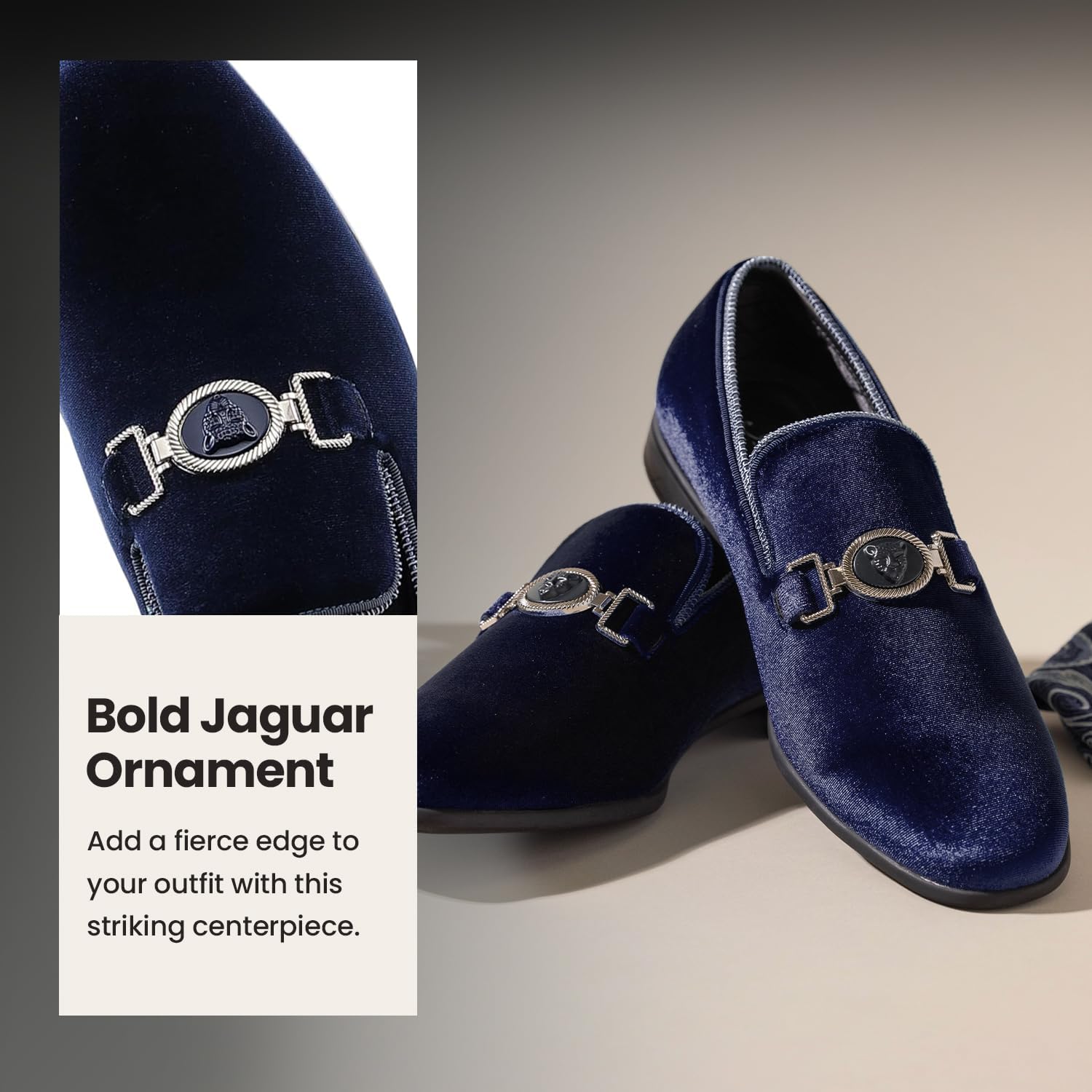 Мужские лоферы Amali Velvet Slip-On с львиным декором, тапочки для смокинга, лоферы с металлической цепочкой, темно-синий — фото 3