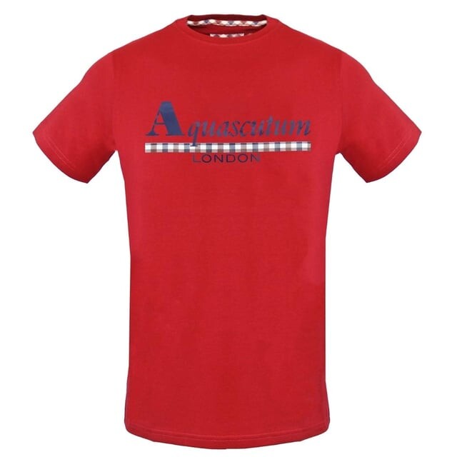 

Футболка в клетку с логотипом Aquascutum, красный