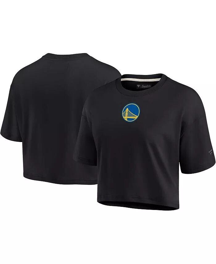

Женская черная укороченная футболка супермягкого силуэта Golden State Warriors Fanatics Signature