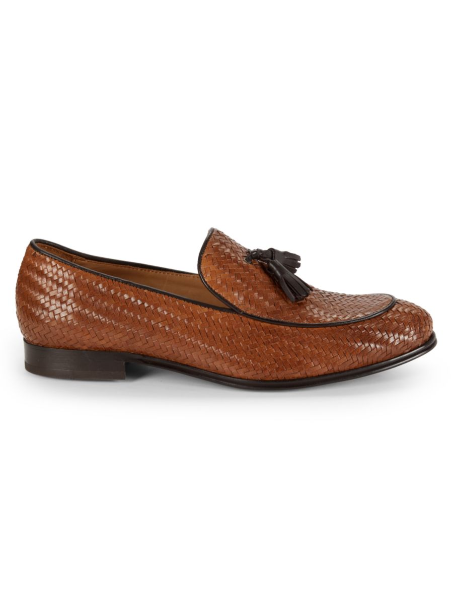

Кожаные мокасины с кисточками и плетеным дизайном Woodrow Saks Fifth Avenue, цвет Brown Woven