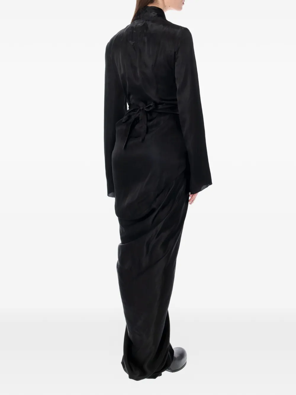 Макси-платье с запахом и v-образным вырезом Rick Owens, черный — фото 2