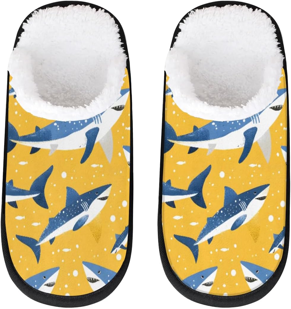 

Тапочки Gublec для женщин и мужчин, уютные с нескользящей подошвой, для дома, теплые плюшевые тапочки для дома, спальни и путешествий, Sharks Print
