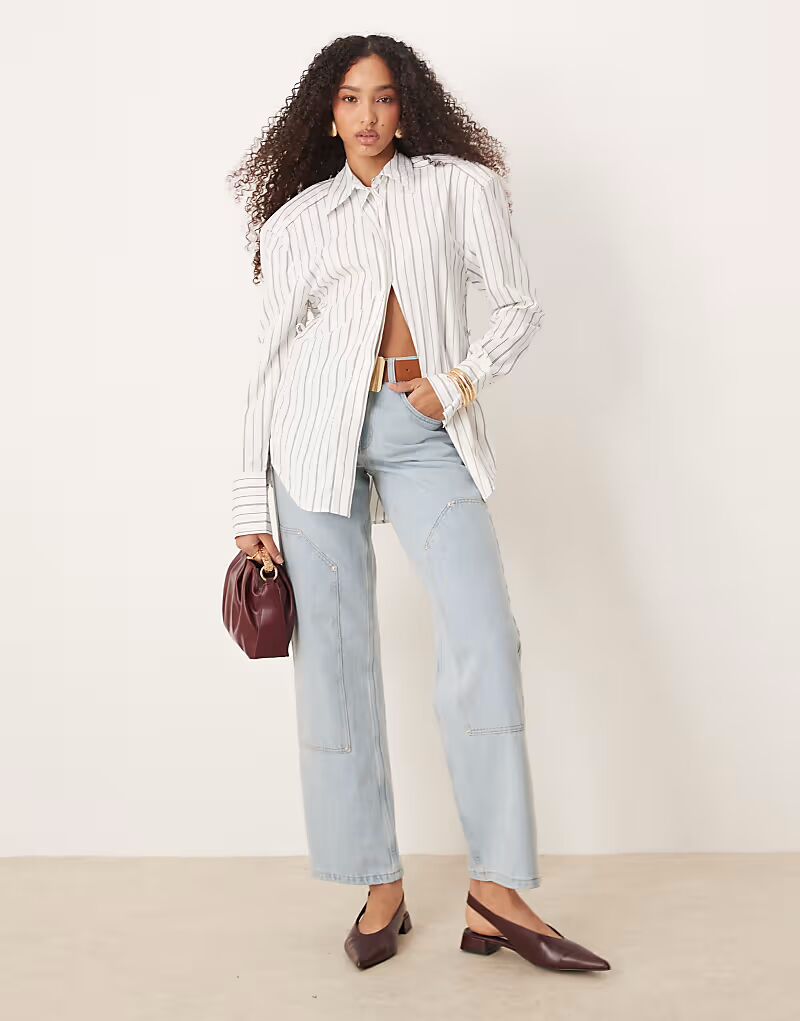 

Прямые джинсы в стиле плотника ASOS DESIGN, светло-белые