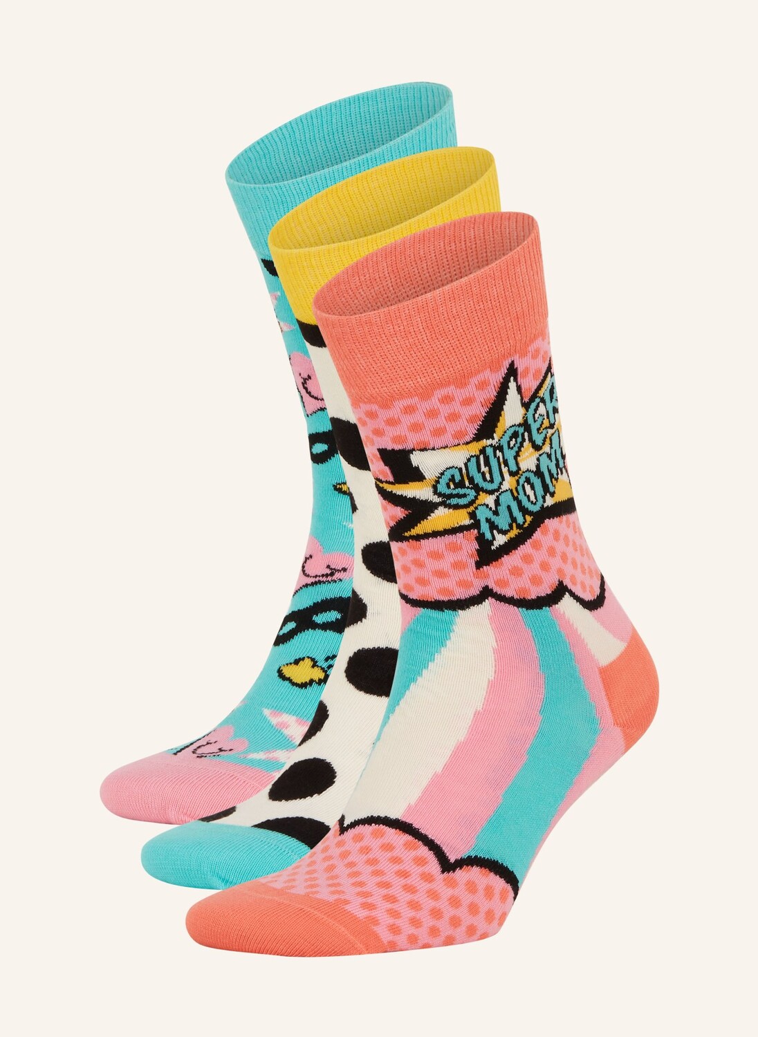 

Комплект из 3 носков ко Дню матери в подарочной упаковке. Happy Socks, красный