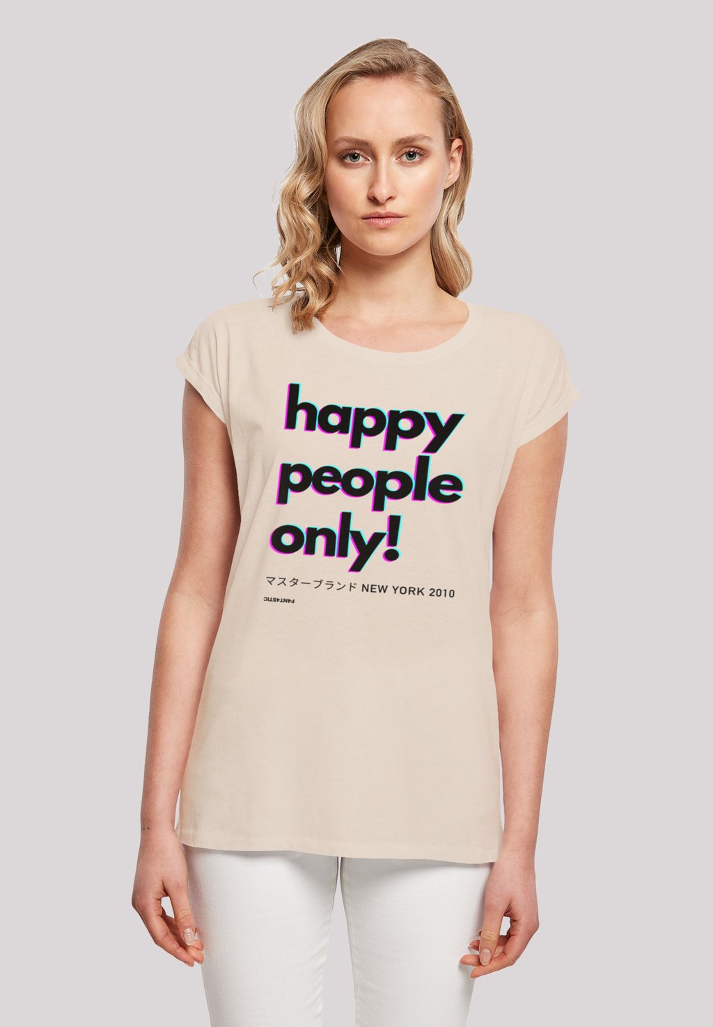 

Футболка с принтом HAPPY PEOPLE ONLY NEW YORK F4NT4STIC, песочный