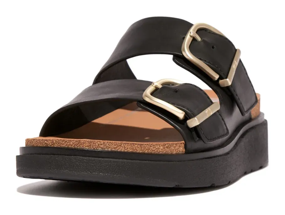 Мюли Fitflop "GEN-FF", каблук-танкетка, летняя обувь, тапочки со стелькой из микрокабеля, черный — фото 2