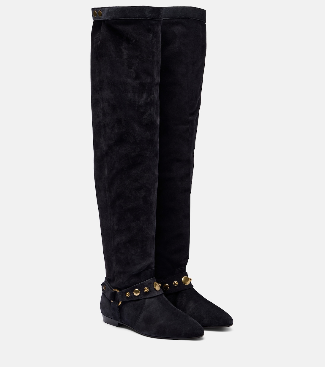 Сапоги из замши Selize выше колена Isabel Marant, Faded Black/Gold