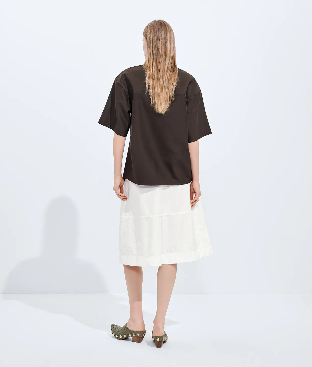 Кюлоты из плотного хлопкового твила BOTTEGA VENETA, белый — фото 3