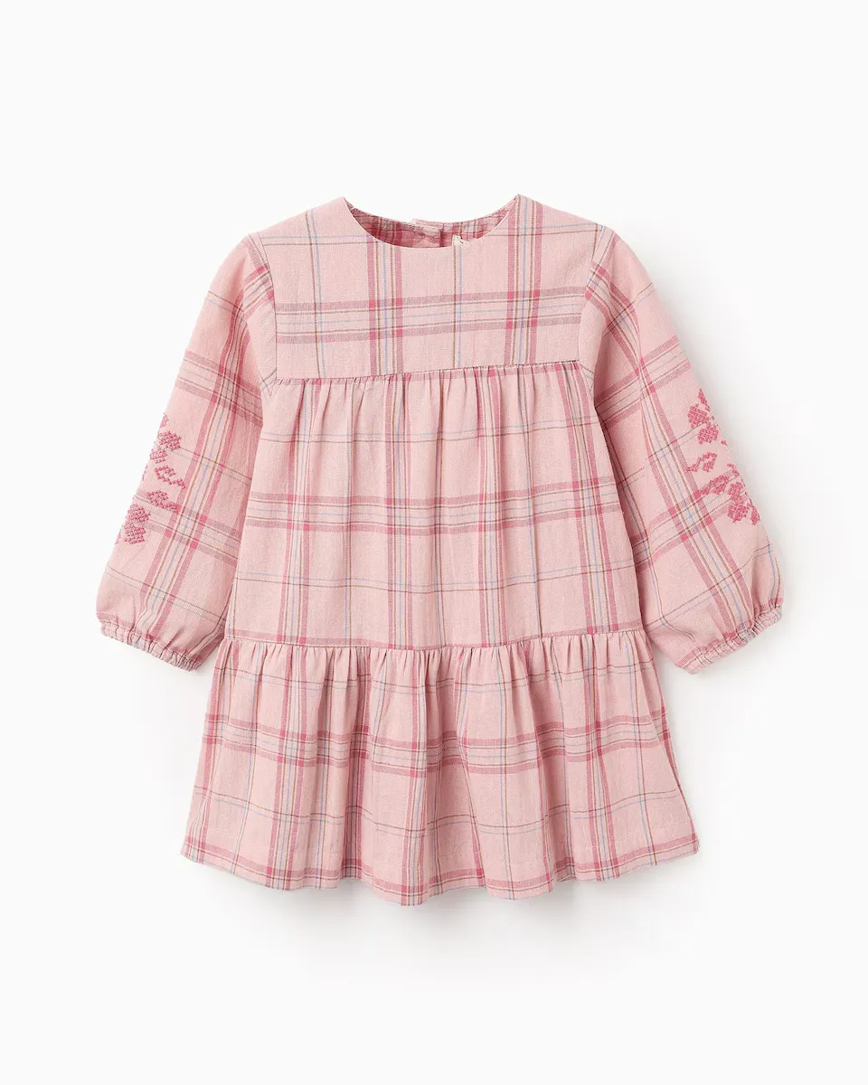 

Детское платье для девочки 100% хлопок в клетку Zippy, розовый