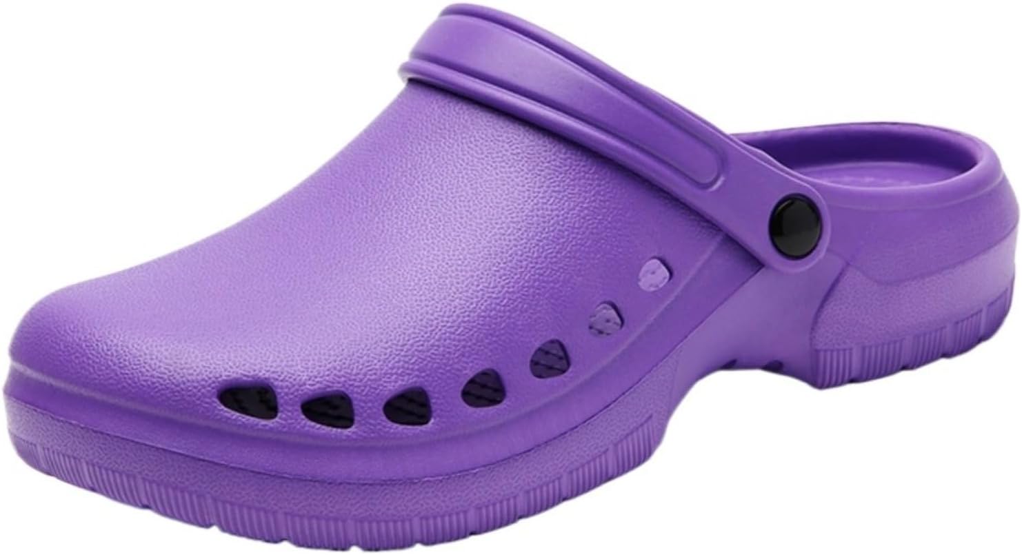 

Классические сабо унисекс для взрослых: удобные, прочные, нескользящие, маслостойкие, водонепроницаемые, профессиональная рабочая обувь для поваров и медсестер, повседневный стиль, кухонная обувь Azttoztto, пурпурный