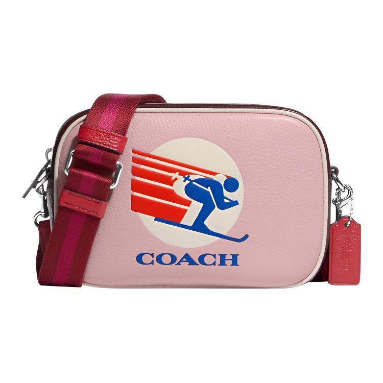 

COACH Сумка через плечо Jamie Refined Pebbled Leather, мини-фотосумка, кроссбод для женщин Pink