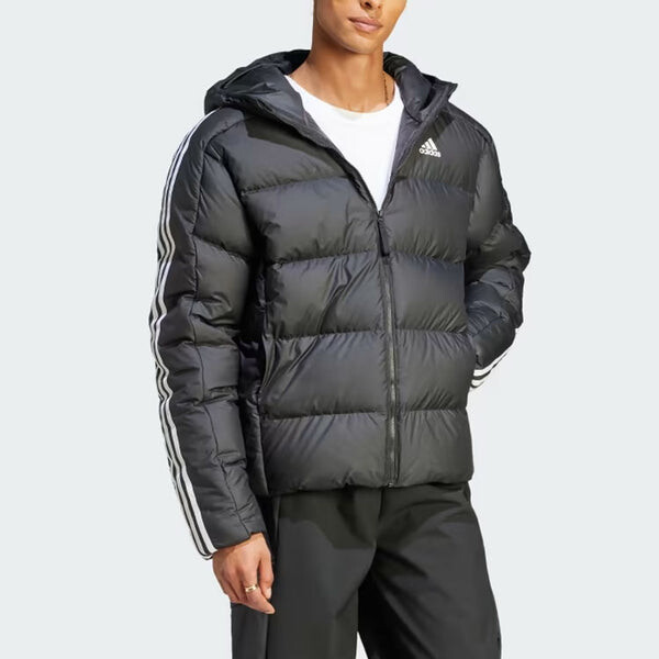 Куртка средней толщины пуховая куртка с капюшоном Adidas, черный — фото 4