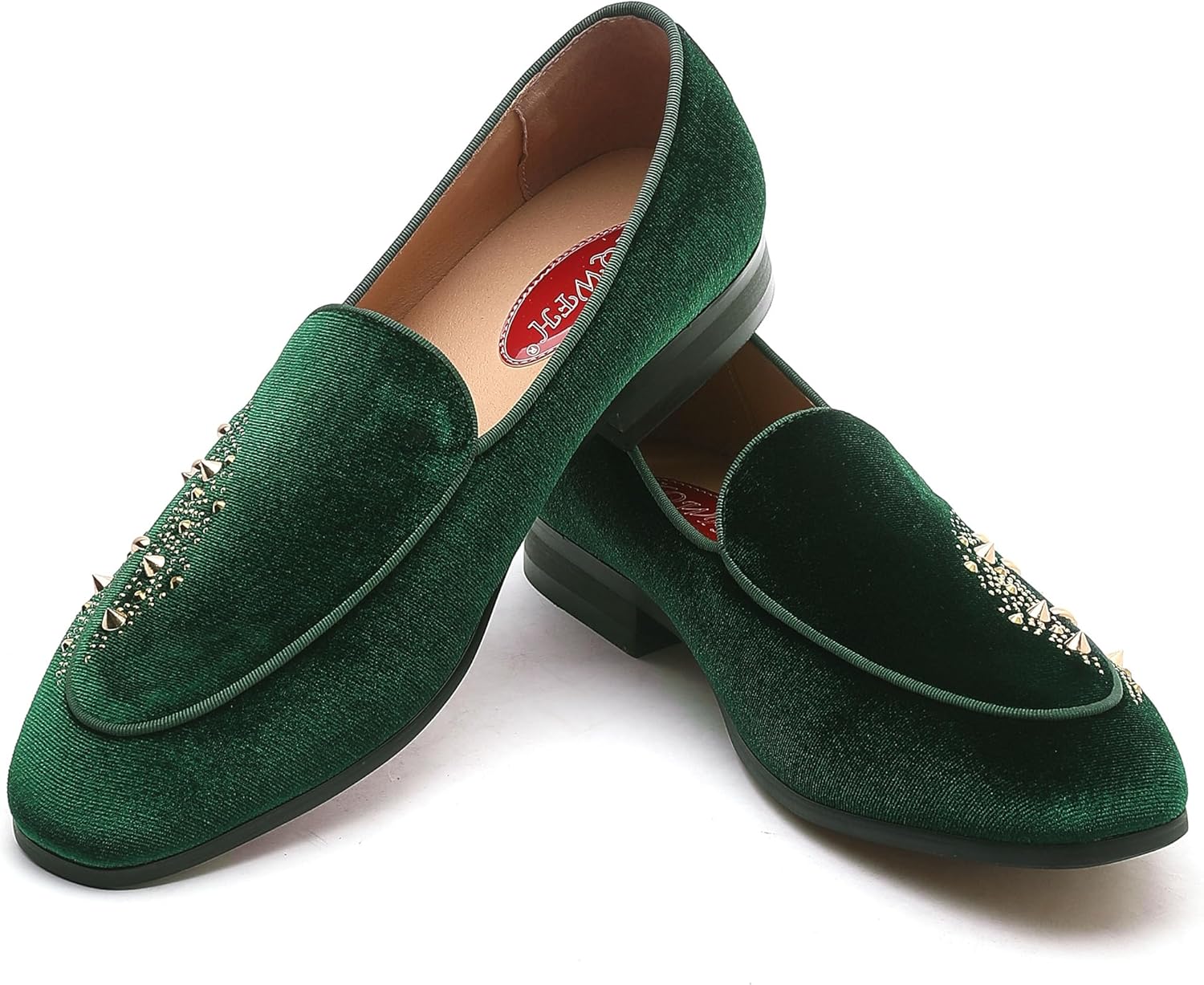 

Мужские роскошные бархатные лоферы XQWFH с модными шипами, повседневные лоферы для мужчин, элегантные классические лоферы на слипоне из блестящей замши (черные)