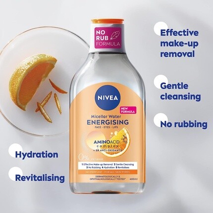 Мицеллярная вода Nivea — Energy 3X с антиоксидантами 3 в , заряжающая энергией мицеллярная очищающая вода с — фото 3
