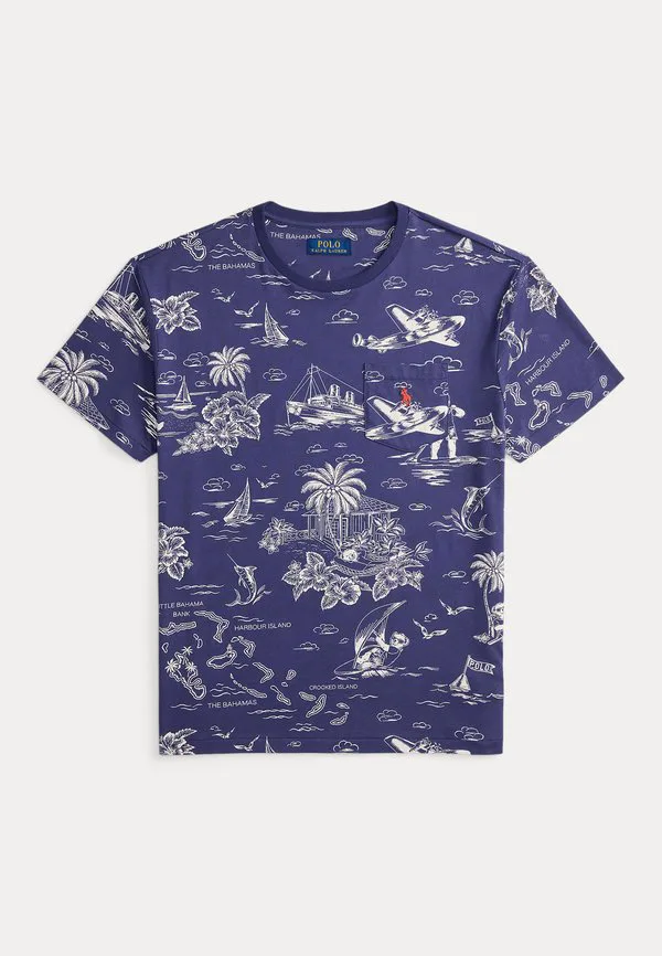 Футболка-Поло приталенного кроя с принтом медведя. Polo Ralph Lauren, Hrbr Island Bear-Boathouse Nvy — фото 4