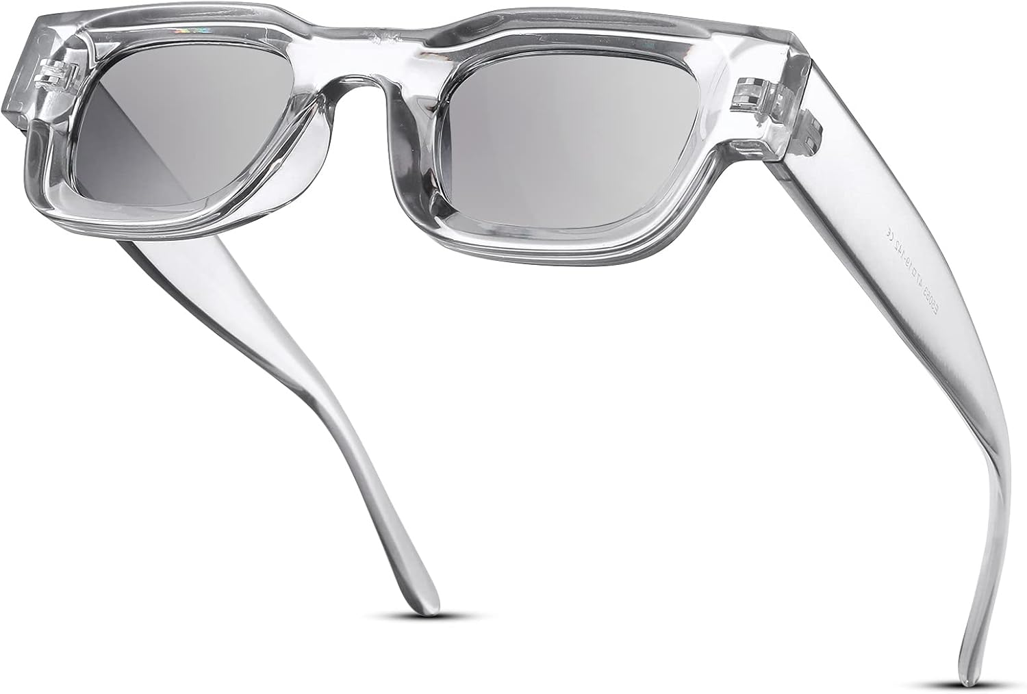 

Солнцезащитные очки Hycredi прямоугольной формы для женщин и мужчин, массивные квадратные поляризованные солнцезащитные очки в стиле ретро 90-х, защита UV400, C4* Transparent Grey/Grey