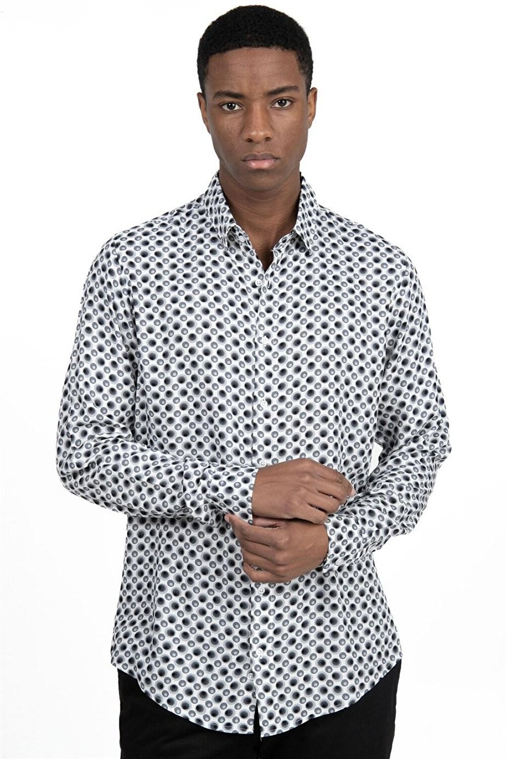 

Slim Fit Slim Fit с длинным рукавом и принтом вискозная спортивная мужская рубашка TUDORS, черный