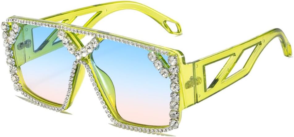 

Модные винтажные женские солнцезащитные очки в крупной оправе с бриллиантами, роскошные солнцезащитные очки с кристаллами для женщин, очки со стразами LVTFCO, Green Blue Pink