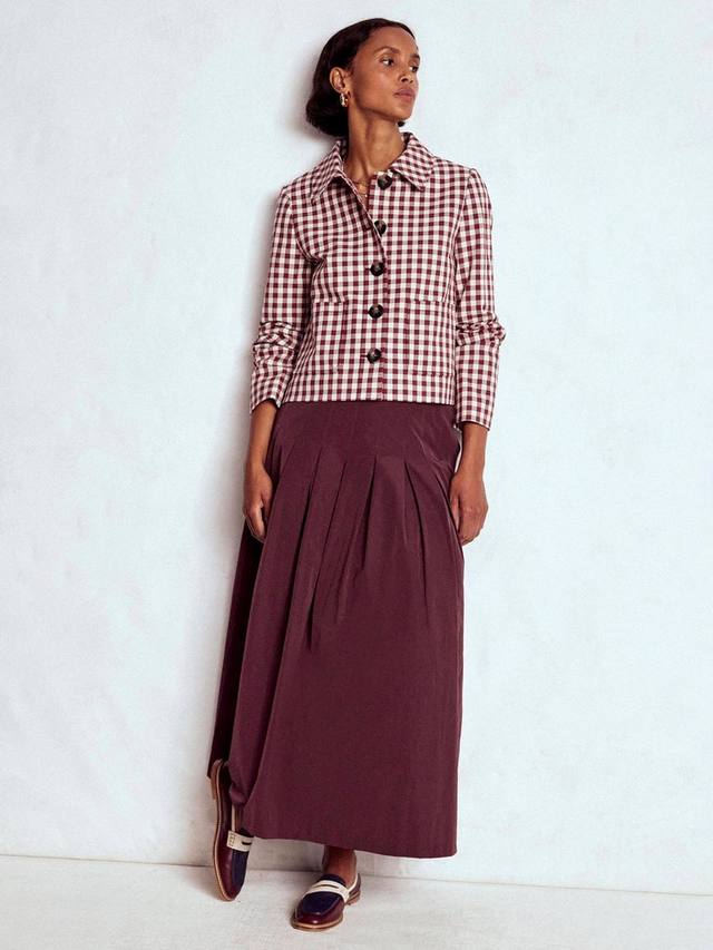 

Плиссированная миди-юбка Valentina из хлопковой смеси Boden, Deep Wisteria