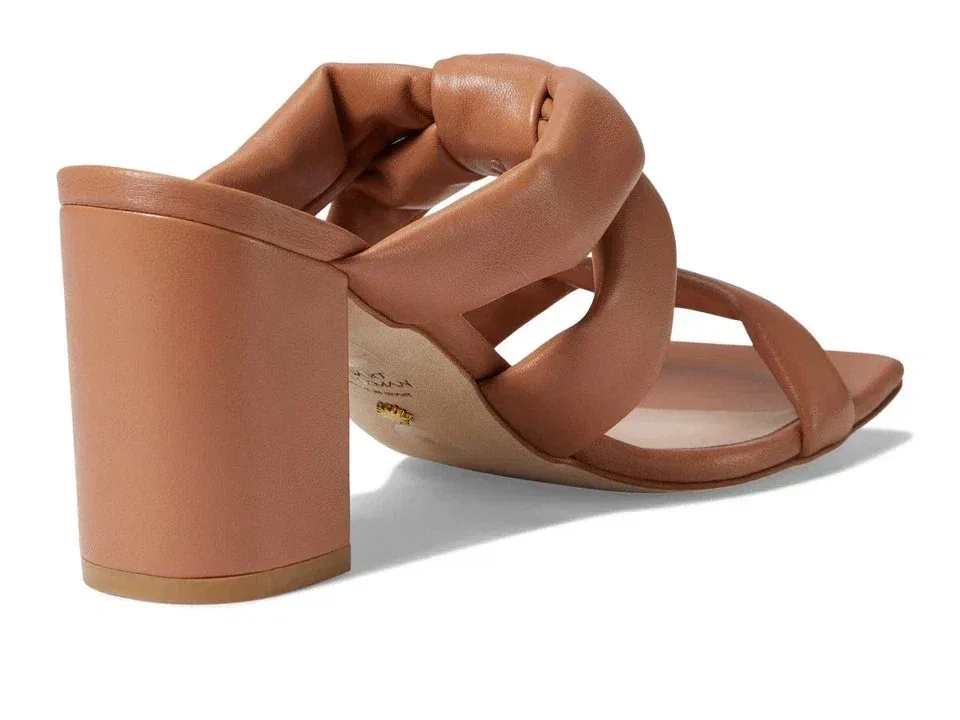 Мужские сандалии Stuart Weitzman Playa 75 Knot Block Slide B, коричневая кожа, HTAT489 — фото 4