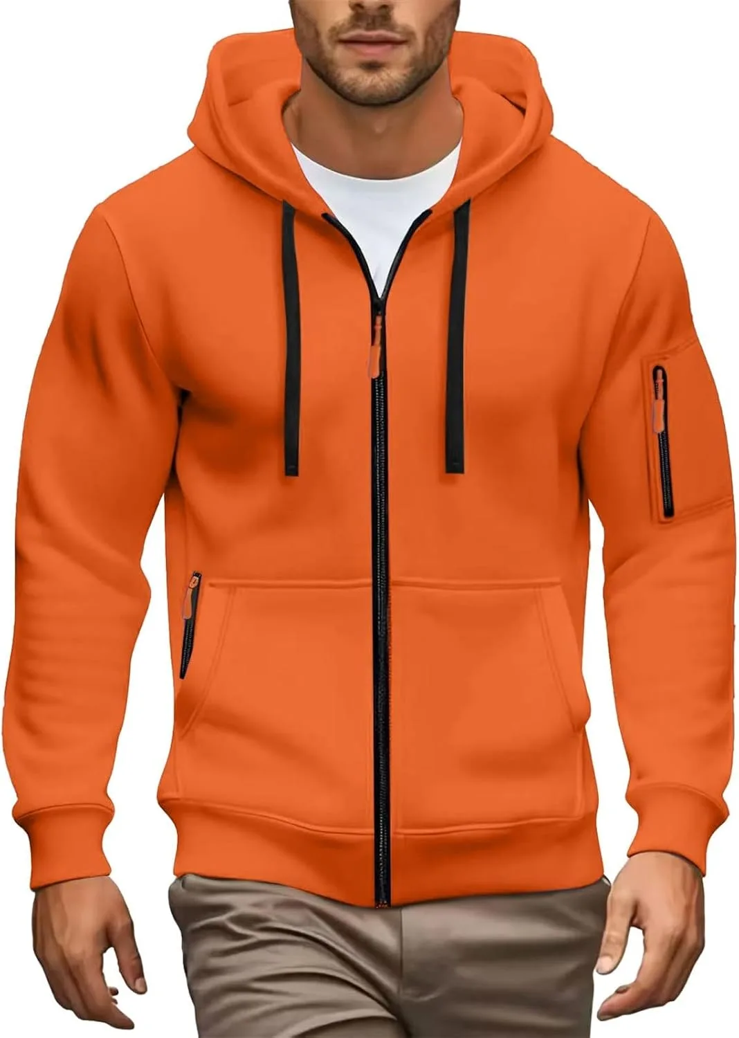 

Мужская худи Slim Fit на молнии — свободная толстовка с длинным рукавом и карманами