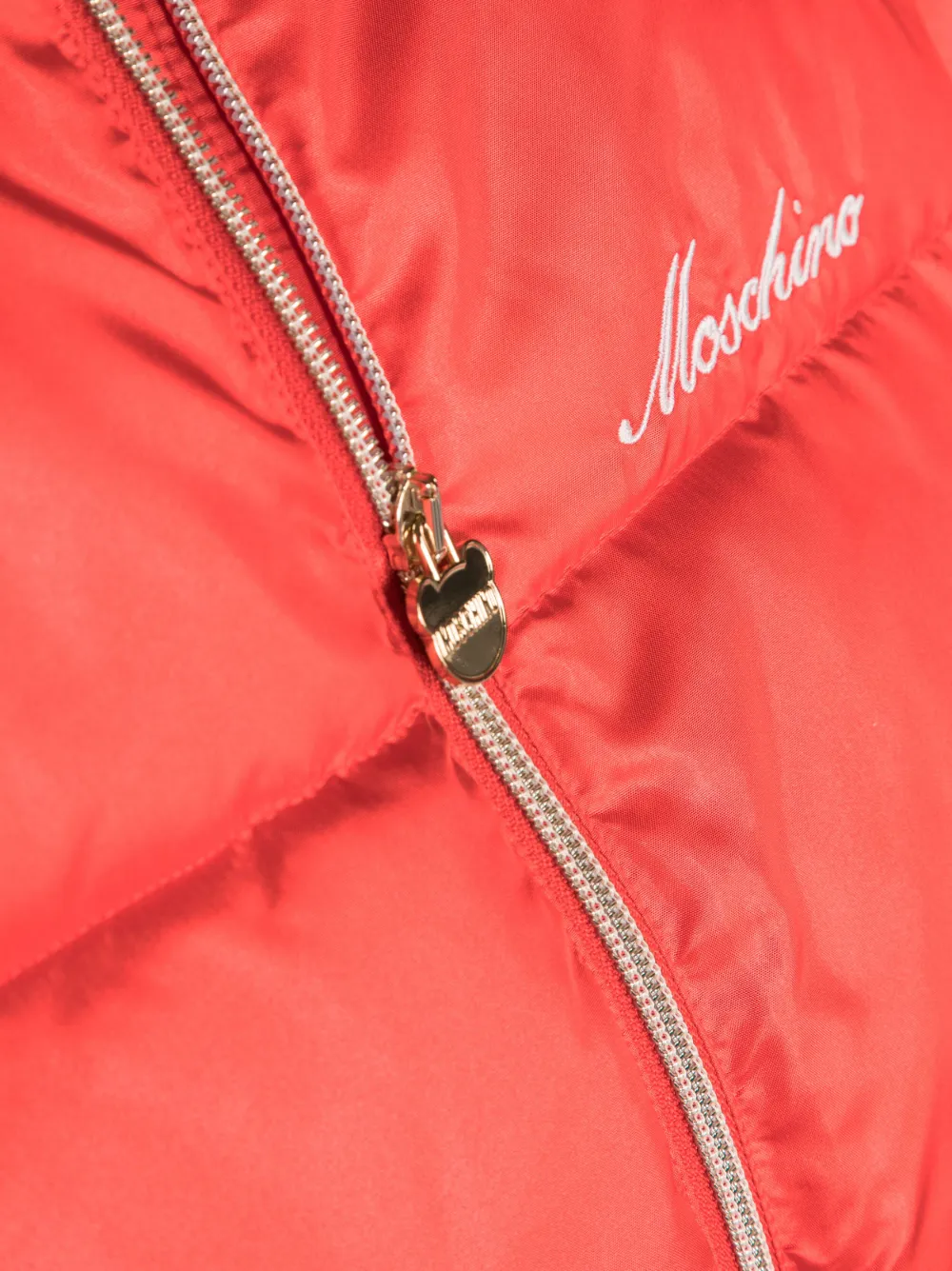 Пуховик с вышитым логотипом Moschino Kids, красный — фото 3