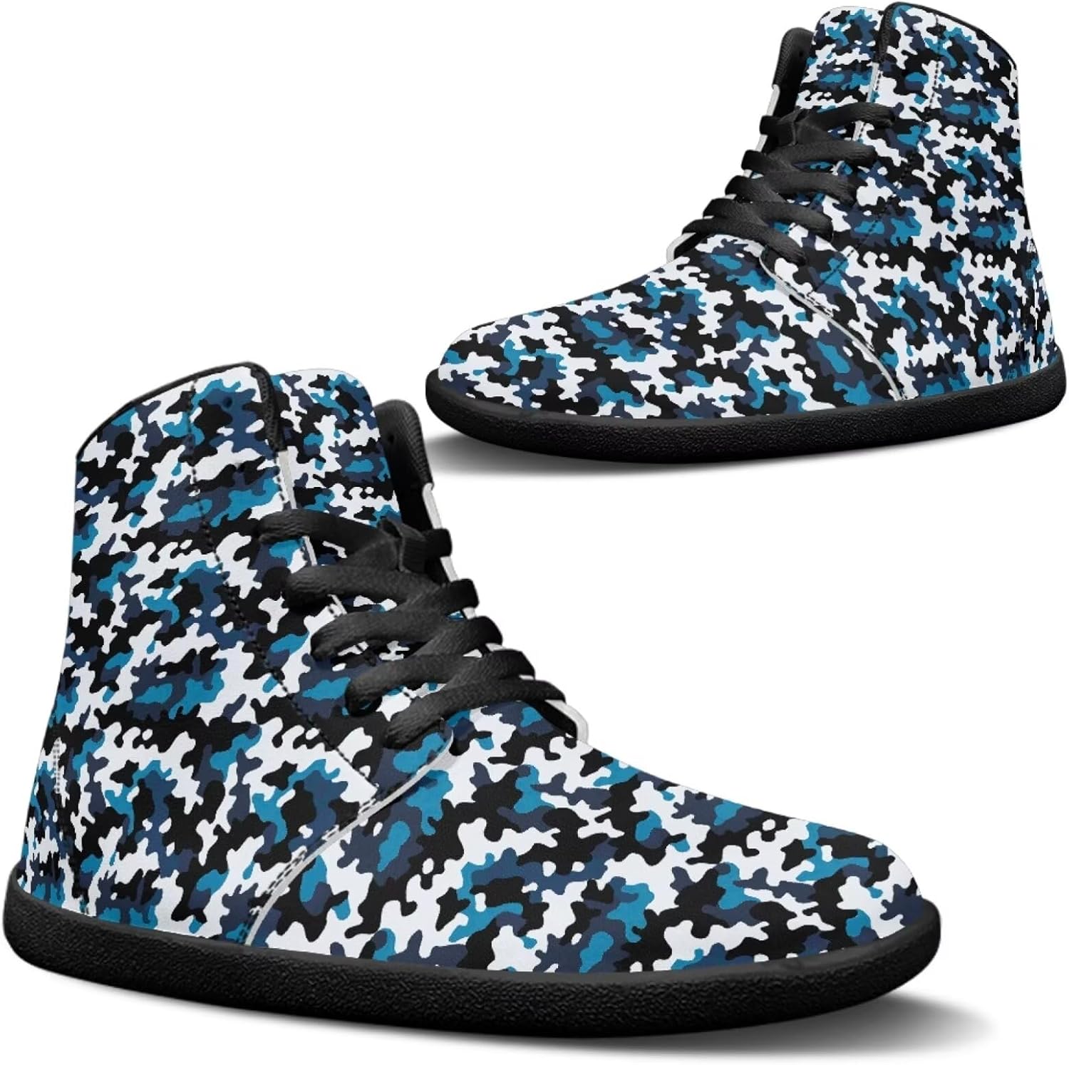 

Мужские высокие кроссовки Jeiento с камуфляжным принтом, широкий размер, босоножки, повседневная обувь для прогулок, черный/синий